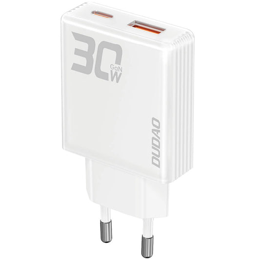 Síťová nabíječka Dudao A30EU, 30W, 3A, 1 x USB-A - 1 x USB-C, bílá