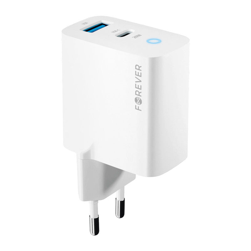 Síťová nabíječka Forever TC-06-20AC, 20W, 3A, 1 x USB-A - 1 x USB-C, bílá