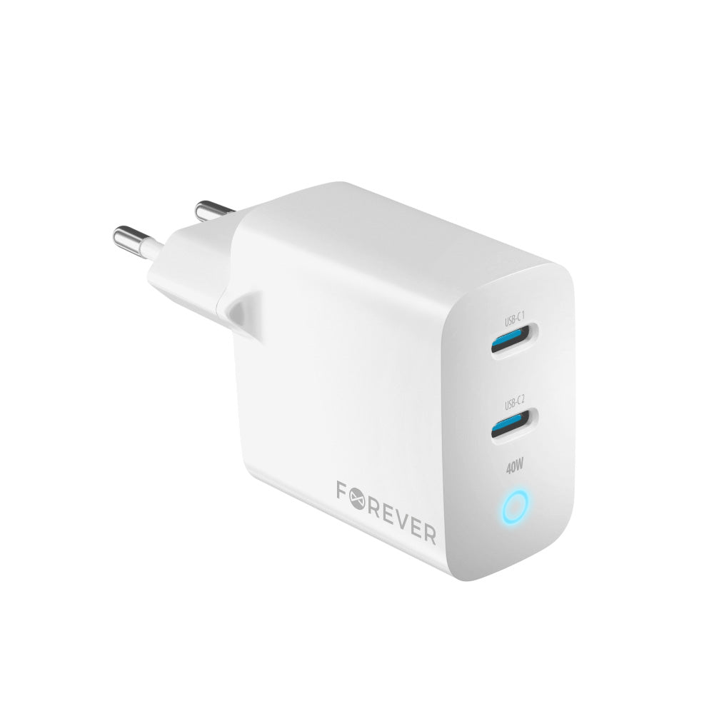 Síťová nabíječka Forever TC-06-40CC, 40W, 3A, 2 x USB-C, bílá