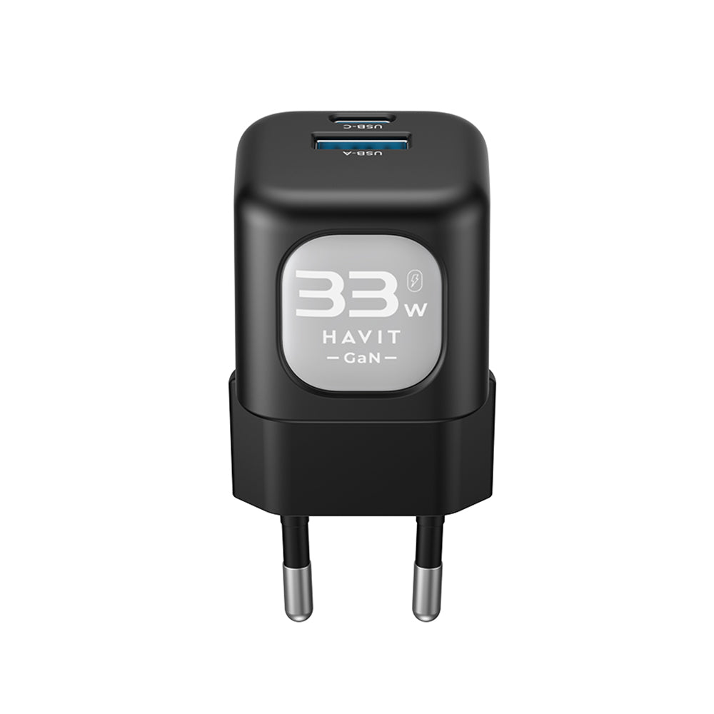 Síťová nabíječka HAVIT UC230, 33W, 3A, 1 x USB-A - 1 x USB-C, Černě šedá