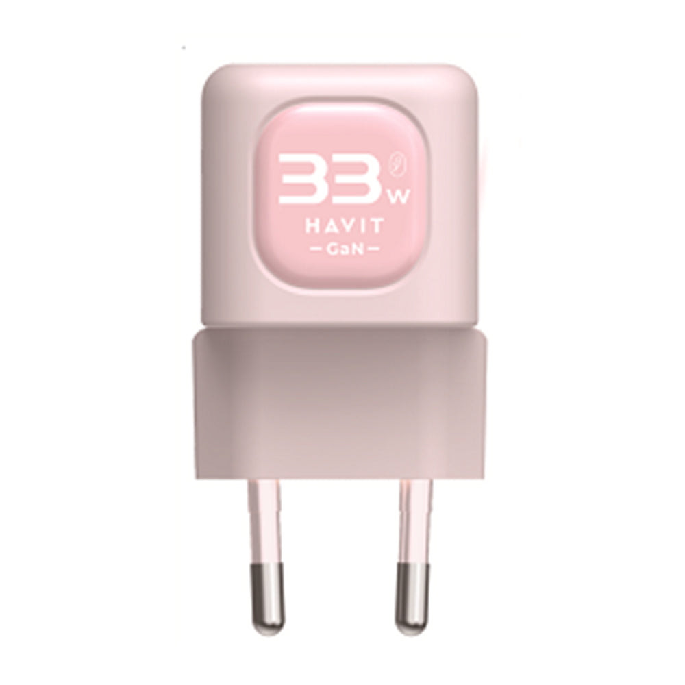 Síťová nabíječka HAVIT UC230, 33W, 3A, 1 x USB-A - 1 x USB-C, Růžová