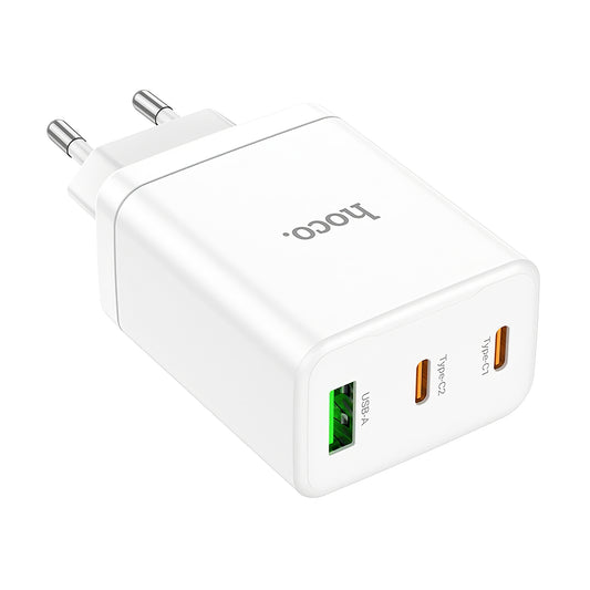 Síťová nabíječka HOCO N33, 35W, 3A, 1 x USB-A - 2 x USB-C, bílá