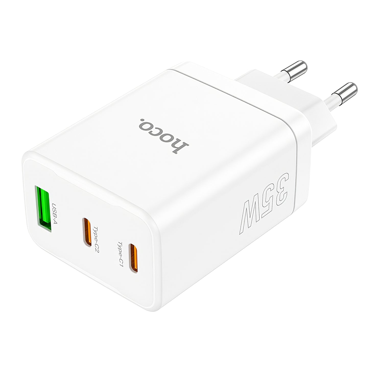 Síťová nabíječka HOCO N33, 35W, 3A, 1 x USB-A - 2 x USB-C, bílá