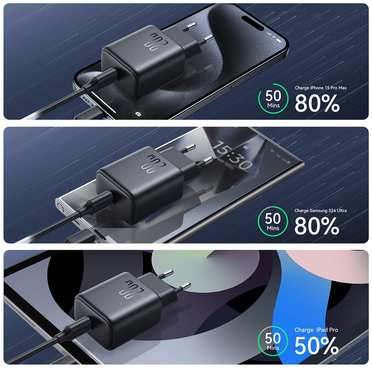 Síťová nabíječka Joyroom JR-TCF20, 20W, 3A, 1 x USB-C, Černá