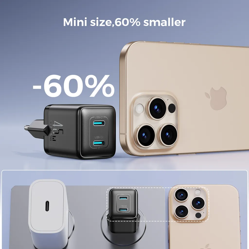 Síťová nabíječka Joyroom JR-TCG17, 45W, 3A, 2 x USB-C, Černá