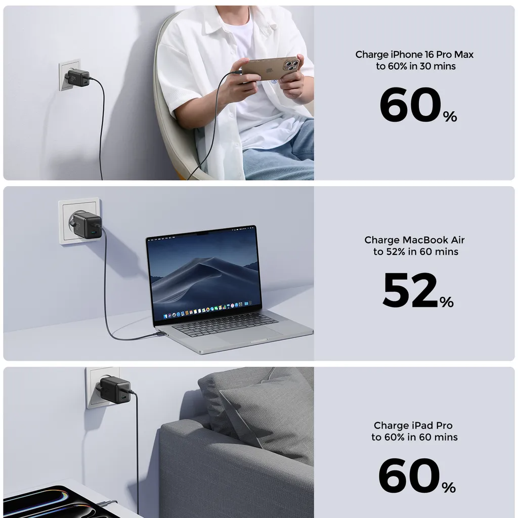 Síťová nabíječka Joyroom JR-TCG17, 45W, 3A, 2 x USB-C, Černá