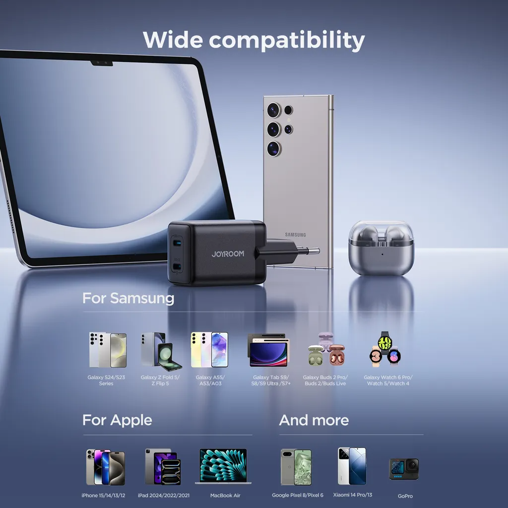 Síťová nabíječka Joyroom JR-TCG17, 45W, 3A, 2 x USB-C, Černá