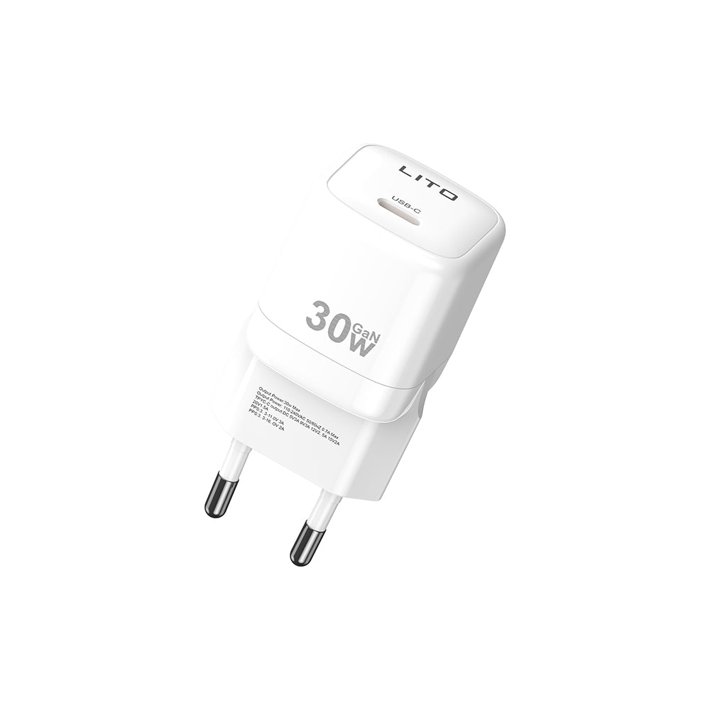 Síťová nabíječka Lito LC11, 30W, 3A, 1 x USB-C, Bílá