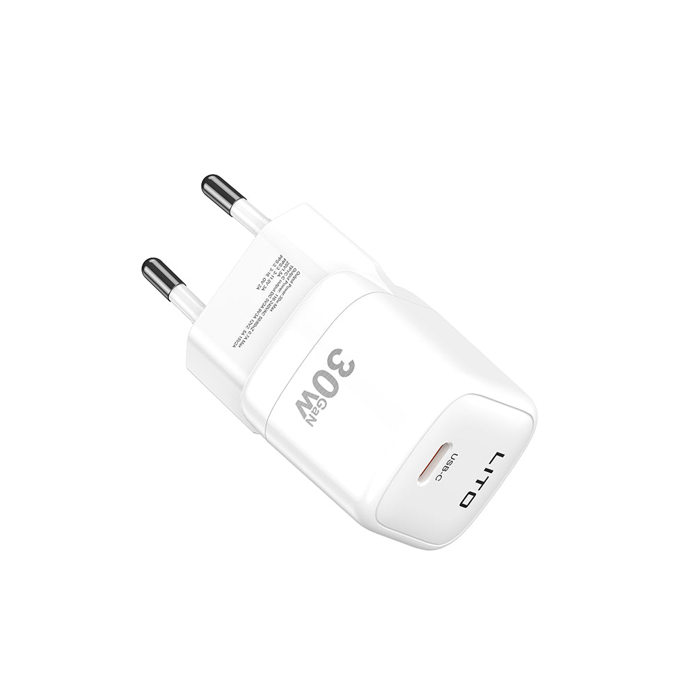 Síťová nabíječka Lito LC11, 30W, 3A, 1 x USB-C, Bílá