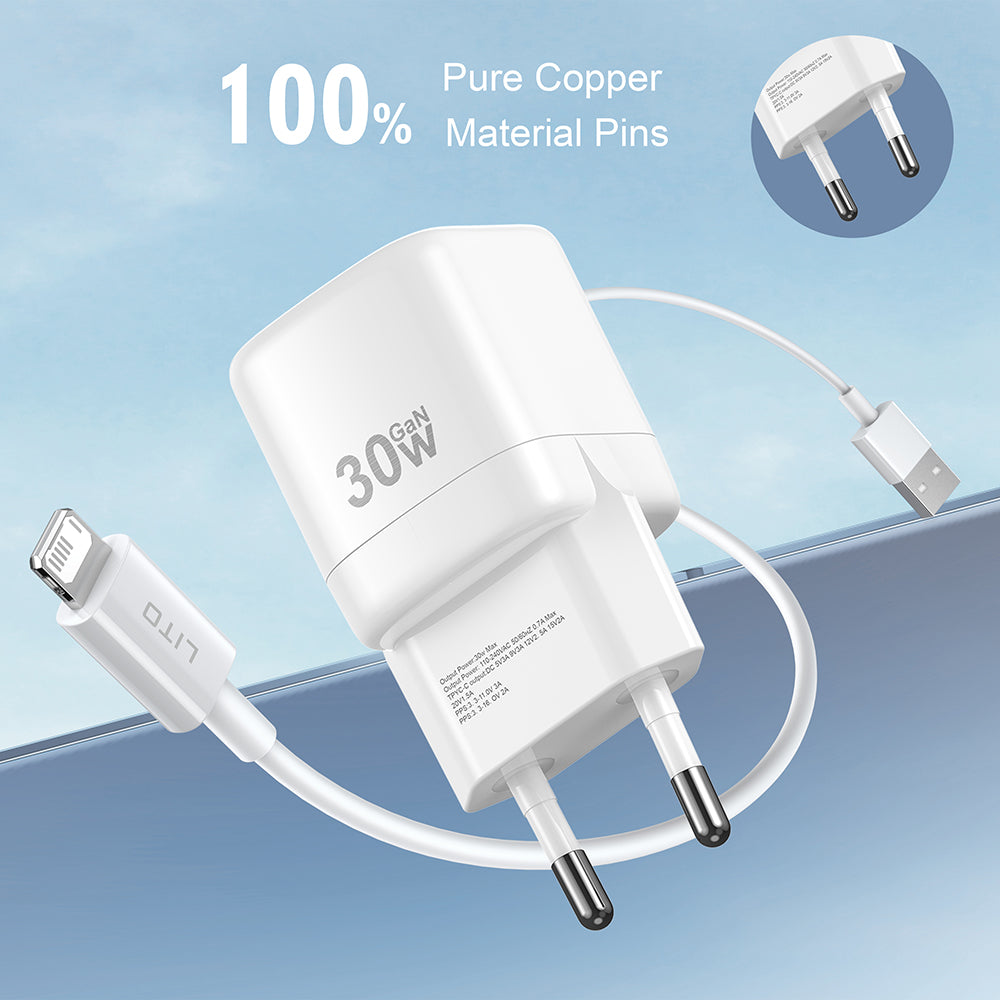 Síťová nabíječka Lito LC11, 30W, 3A, 1 x USB-C, Bílá