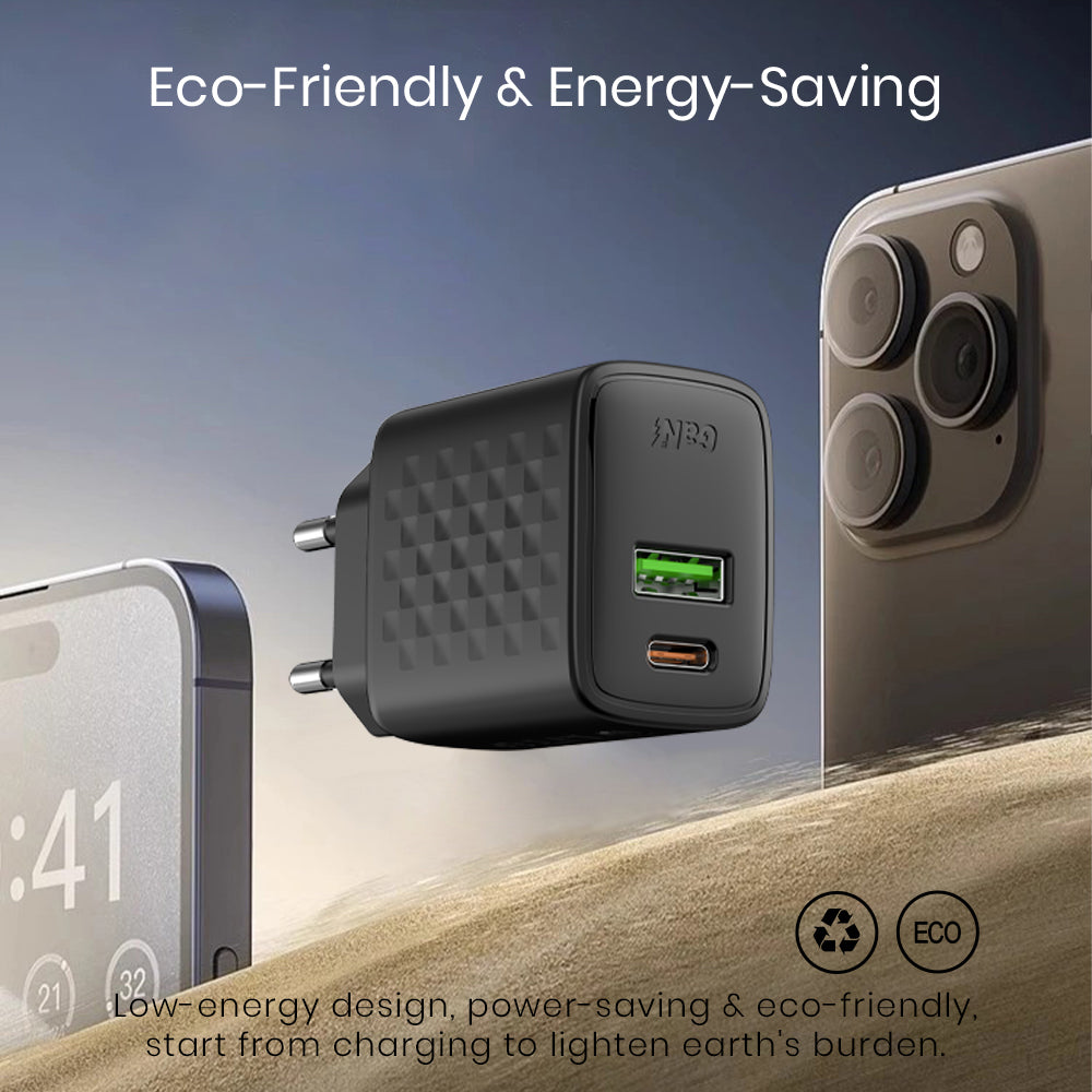 Síťová nabíječka Lito LC15, 20W, 3A, 1 x USB-A - 1 x USB-C, Černá