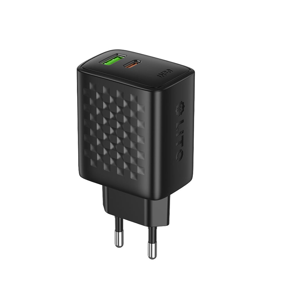 Síťová nabíječka Lito LC24, 65W, 3.25A, 1 x USB-A - 1 x USB-C, černá