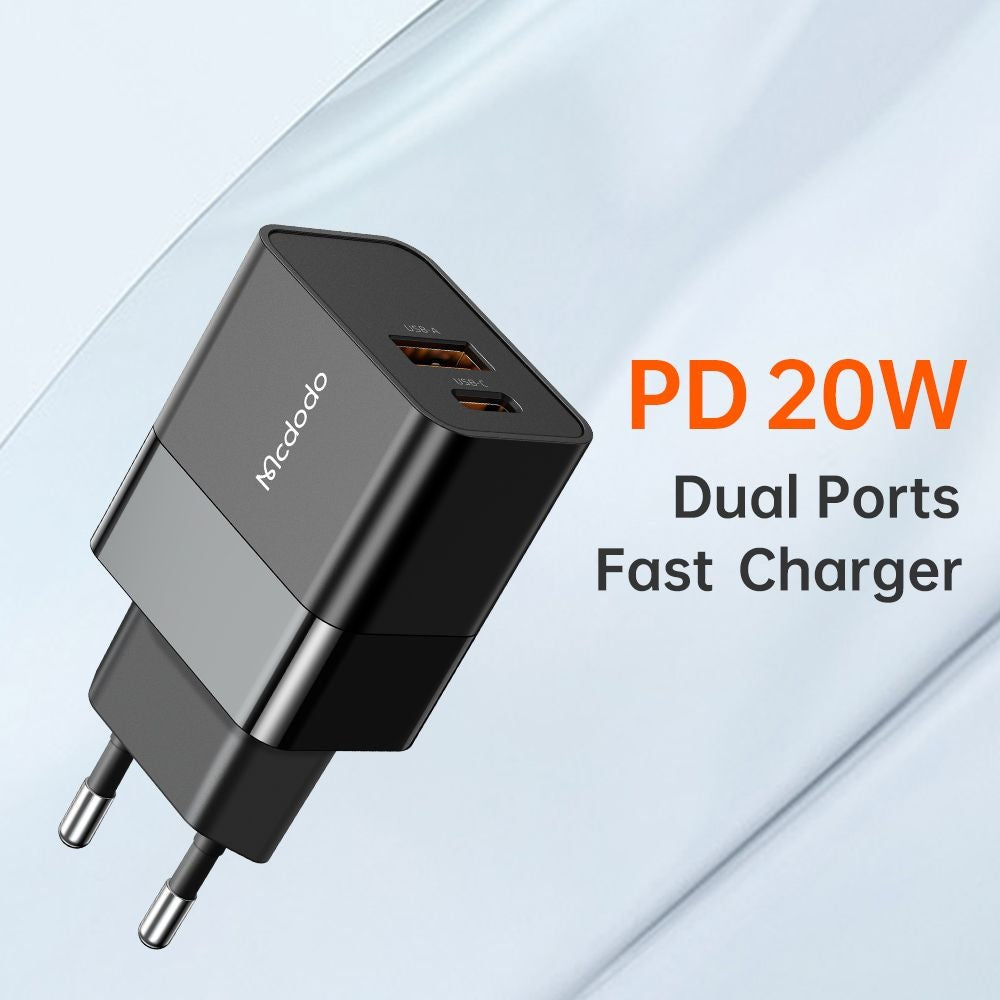Síťová nabíječka McDodo CH-1951 Hydrogen, 20W, 3A, 1 x USB-A - 1 x USB-C, černá