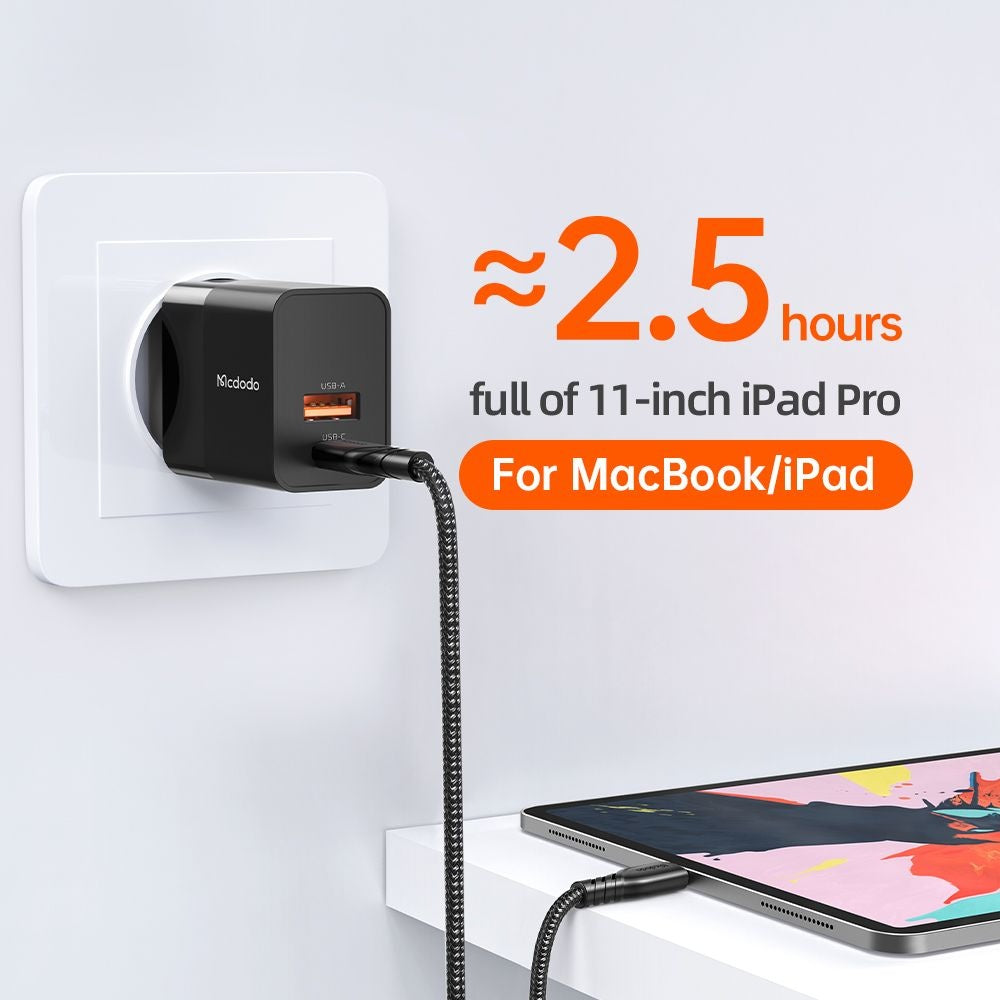 Síťová nabíječka McDodo CH-1951 Hydrogen, 20W, 3A, 1 x USB-A - 1 x USB-C, černá