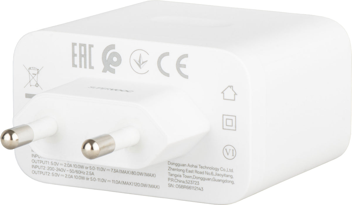 Síťová nabíječka OnePlus, 120W, 1 x USB-A, bílá