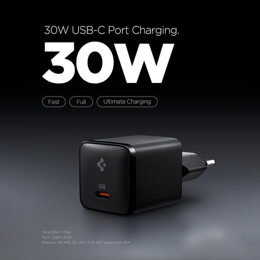 Síťová nabíječka Spigen EE301EU Essential, 30W, 3A, 1 x USB-C, černá ACH09493