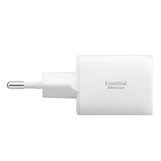 Síťová nabíječka Spigen Essential, 35W, 3A, 1 x USB-A - 1 x USB-C, Bílá