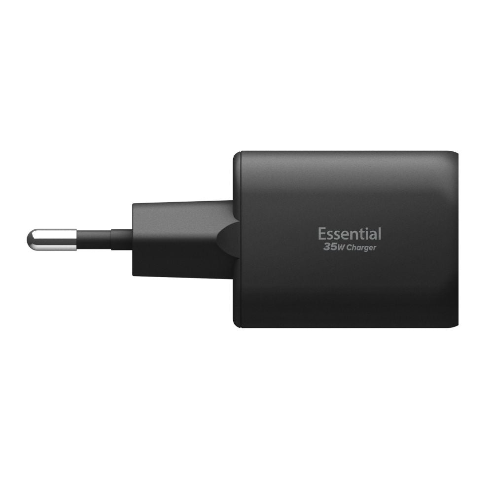 Síťová nabíječka Spigen Essential, 35W, 3A, 1 x USB-A - 1 x USB-C, Černá