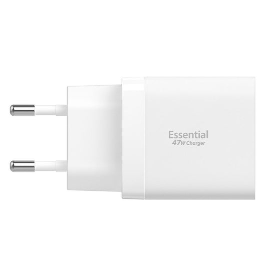 Síťová nabíječka Spigen Essential, 47W, 3A, 2 x USB-C, Bílá