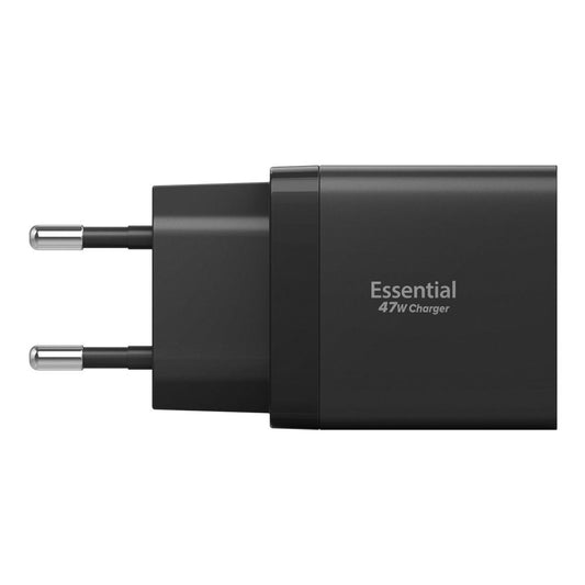 Síťová nabíječka Spigen Essential, 47W, 3A, 2 x USB-C, Černá