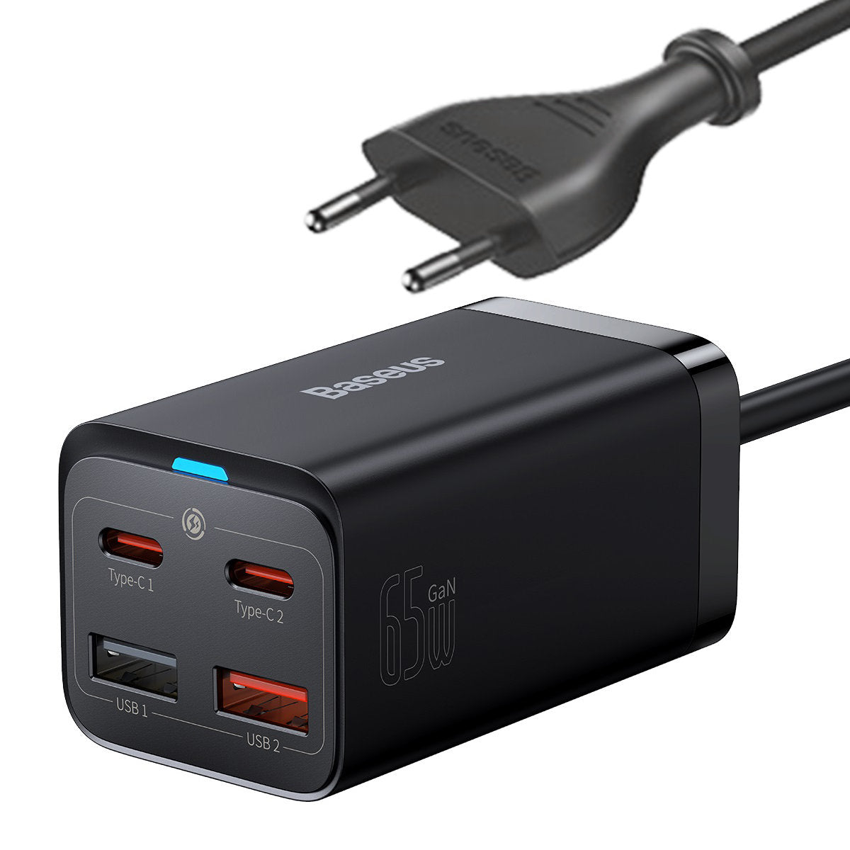 Nabíječka Baseus GaN3 Pro, 65W, 3A, 2 x USB-A - 2 x USB-C, Černá CCGP040101