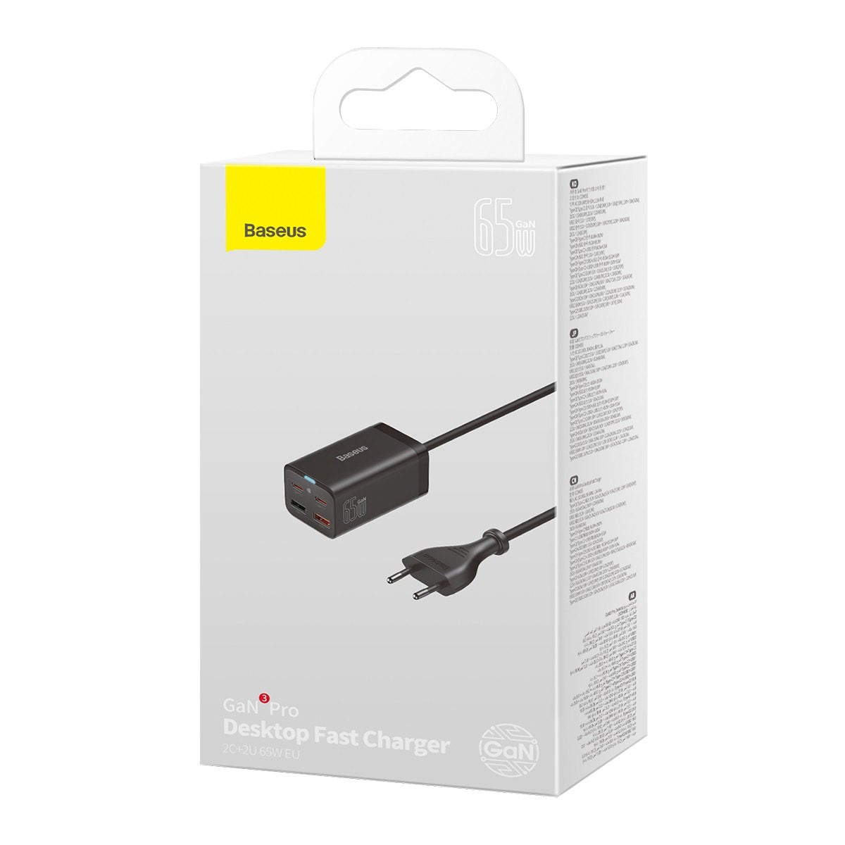 Nabíječka Baseus GaN3 Pro, 65W, 3A, 2 x USB-A - 2 x USB-C, Černá CCGP040101
