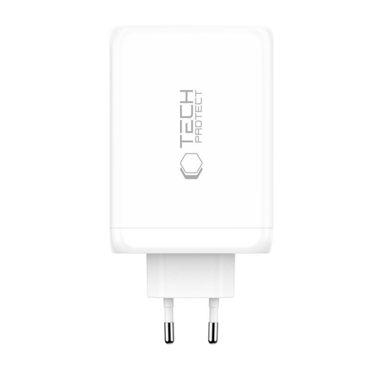 Síťová nabíječka Tech-Protect NC240W-GAN, 240W, 5A, 1 x USB-A - 3 x USB-C, Bílá