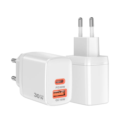 Síťová nabíječka Techsuit CH1 Duonix, 30W, 3A, 1 x USB-A - 1 x USB-C, Bílá