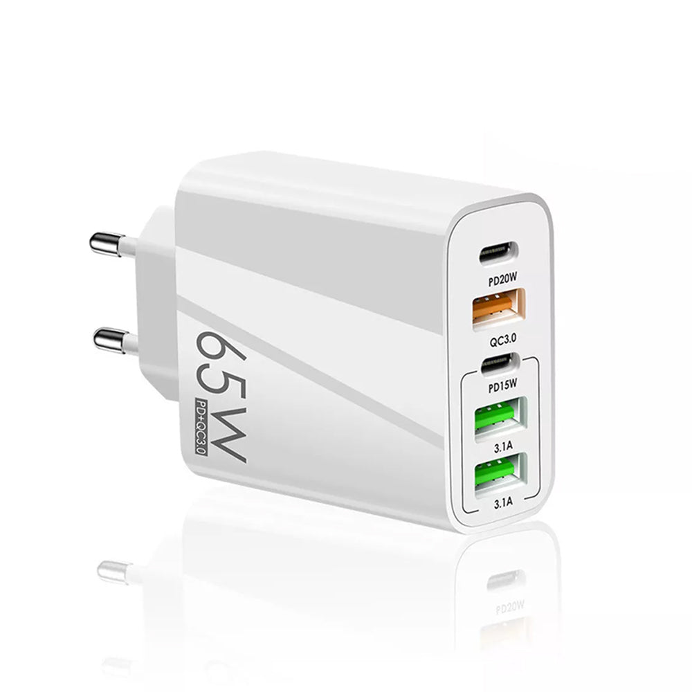 Síťová nabíječka Techsuit CHC2 PentaXPower, 20W, 3A, 3 x USB-A - 2 x USB-C, bílá