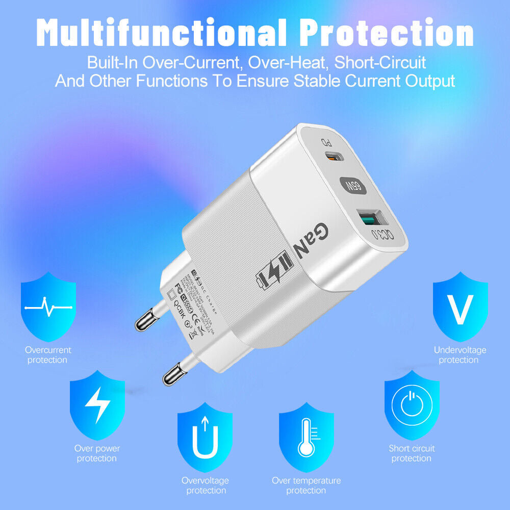 Síťová nabíječka Techsuit CHPD131, 65W, 3.25A, 1 x USB-A - 1 x USB-C, Bílá