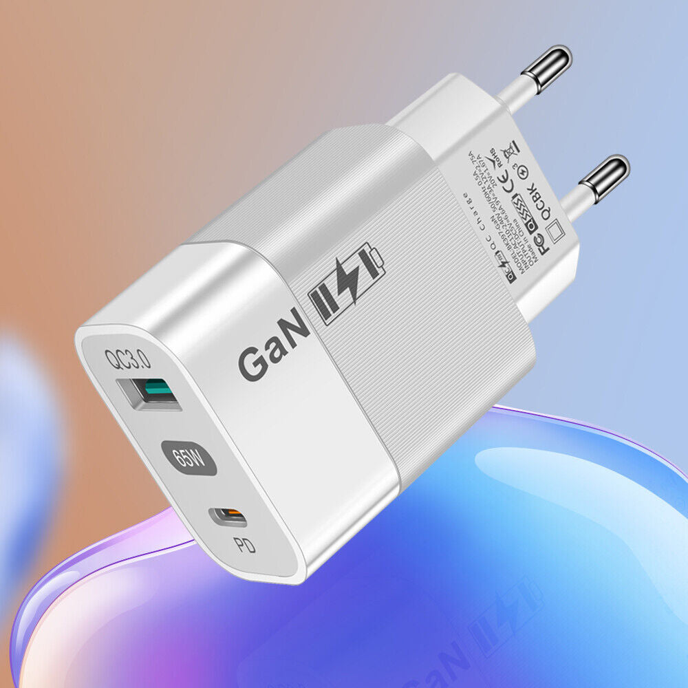 Síťová nabíječka Techsuit CHPD131, 65W, 3.25A, 1 x USB-A - 1 x USB-C, Bílá