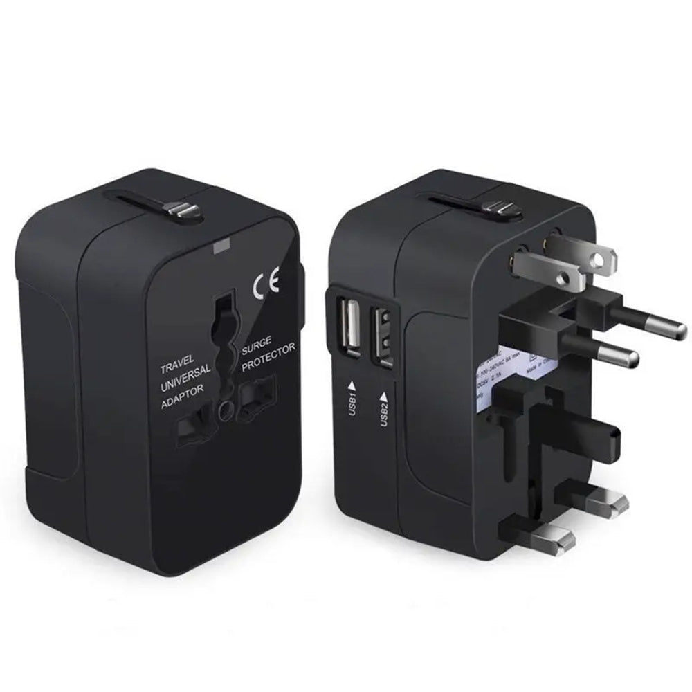 Techsuit HHT202 Travel Network Charger, 10W, 2A, 2 x USB-A, Black