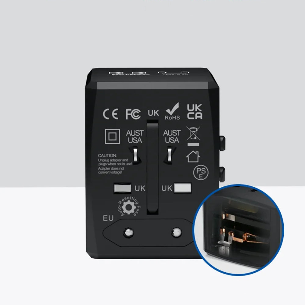 Síťová nabíječka Techsuit HHT904-B2 Travel, 20W, 3A, 2 x USB-A - 2 x USB-C, černá