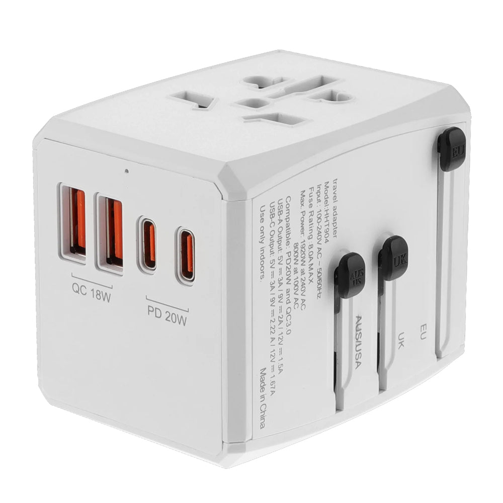 Síťová nabíječka Techsuit HHT904-W2 Travel, 20W, 3A, 2 x USB-A - 2 x USB-C, Bílá