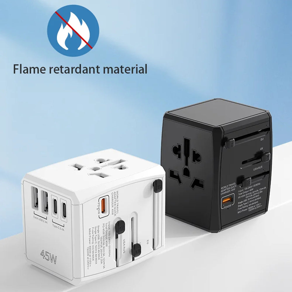 Síťová nabíječka Techsuit HHT905 Travel, 45W, 3A, 2 x USB-A - 2 x USB-C, Černá