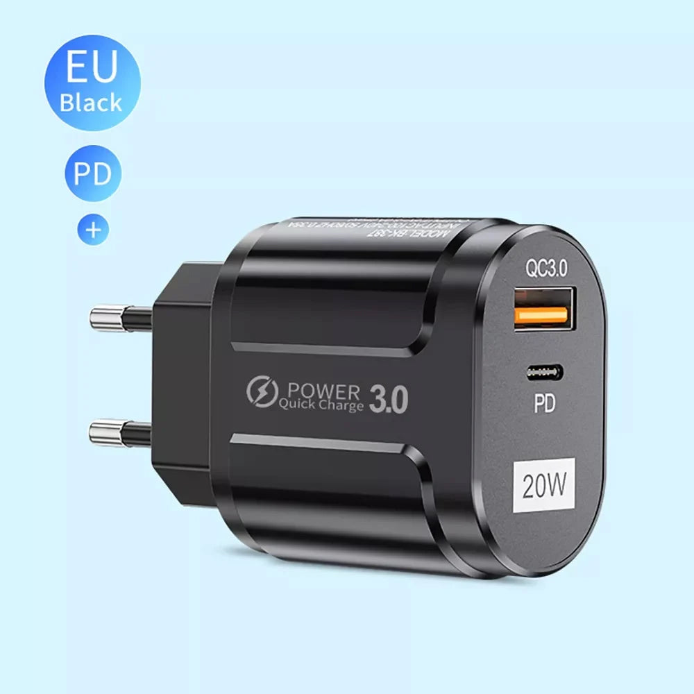Síťová nabíječka Techsuit Premium, 20W, 3A, 1 x USB-A - 1 x USB-C, Bílá