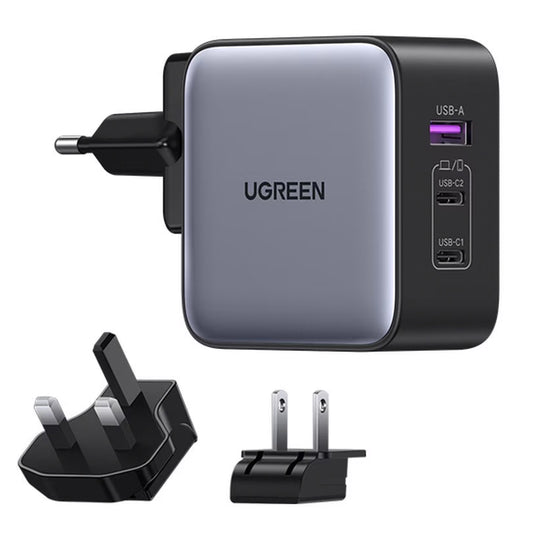 Síťová nabíječka UGREEN CD296, 65W, 5A, 1 x USB-A - 2 x USB-C, šedá