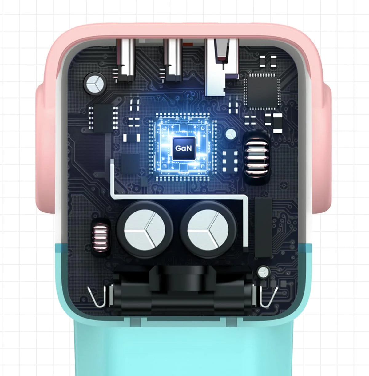 Síťová nabíječka UGREEN CD361 Uno, 65W, 3.25A, 1 x USB-A - 2 x USB-C, tyrkysová