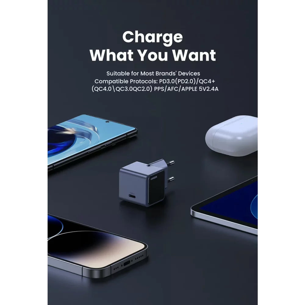 Síťová nabíječka UGREEN X503 Nexode Air, 30 W, 3A, 1 x USB-C, šedá