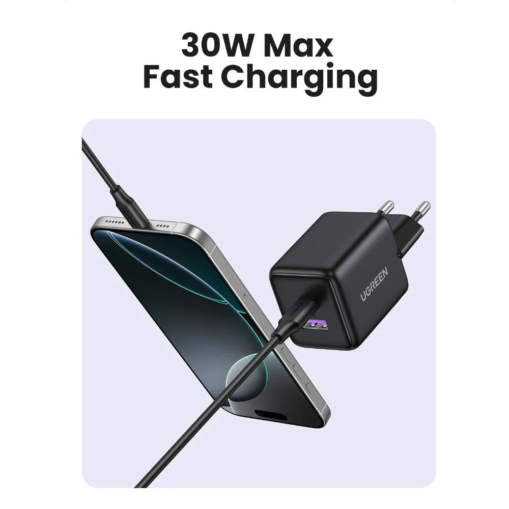 Síťová nabíječka UGREEN X516, 30W, 3A, 1 x USB-A - 1 x USB-C, Modrá