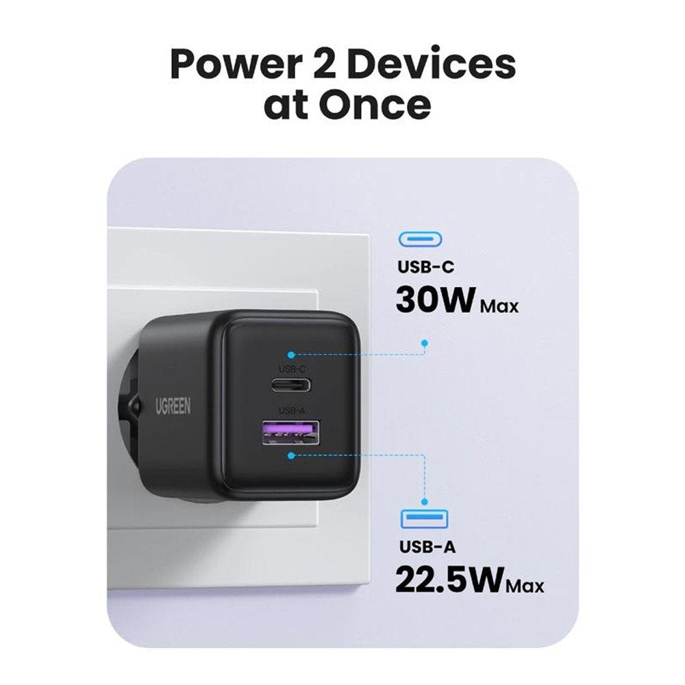 Síťová nabíječka UGREEN X516, 30W, 3A, 1 x USB-A - 1 x USB-C, Růžová