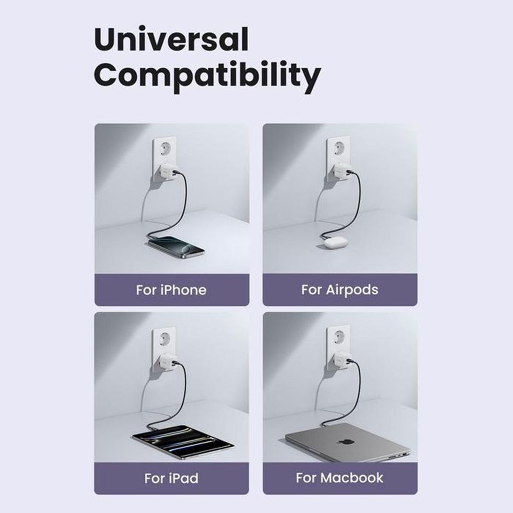 Síťová nabíječka UGREEN X516, 30W, 3A, 1 x USB-A - 1 x USB-C, Růžová