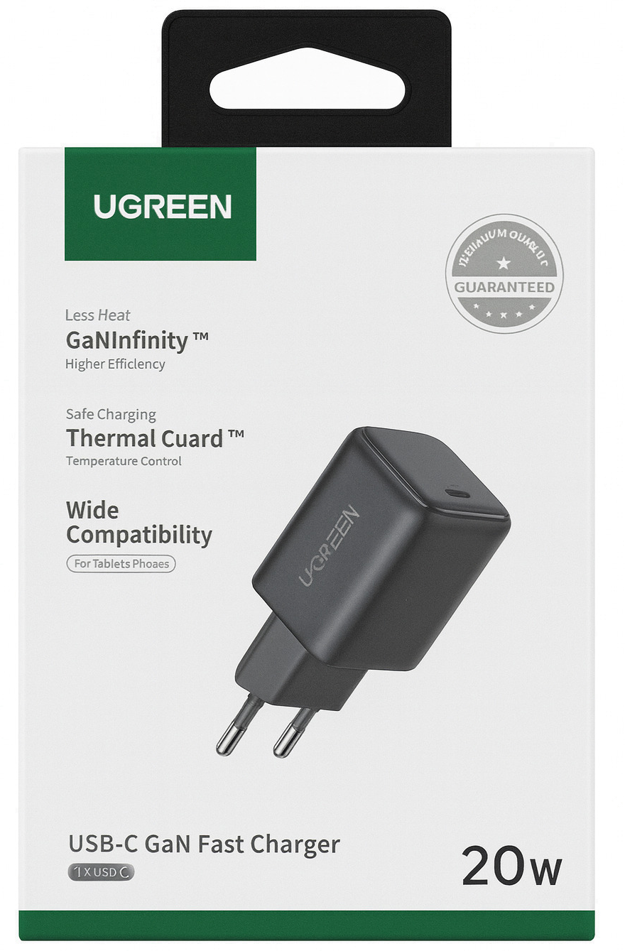Síťová nabíječka UGREEN X517, 25W, 3A, 1 x USB-C, Černá