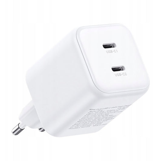 Síťová nabíječka UGREEN X526 (65154), 45W, 3A, 2 x USB-C, bílá