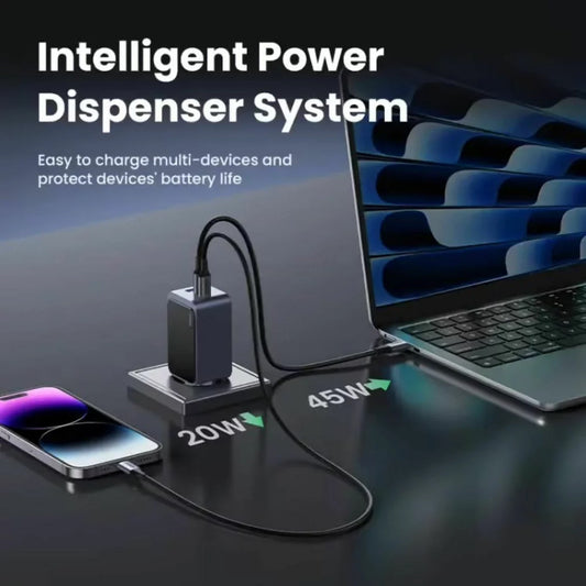 Síťová nabíječka UGREEN X553 Nexode Pro, 65W, 3A, 1 x USB-A - 2 x USB-C, šedá