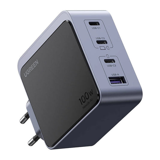 Síťová nabíječka UGREEN X565 Nexode Air, 100 W, 5 A, 1 x USB-A - 3 x USB-C, šedá