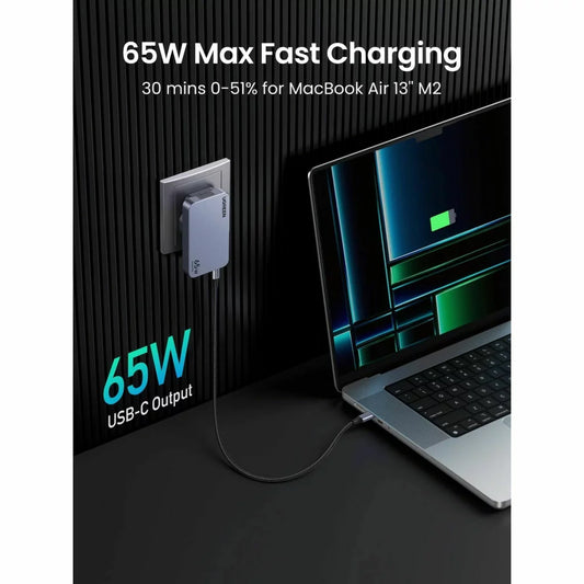 Síťová nabíječka UGREEN X753 Nexode Pro, 65W, 3A, 1 x USB-A - 2 x USB-C, šedá