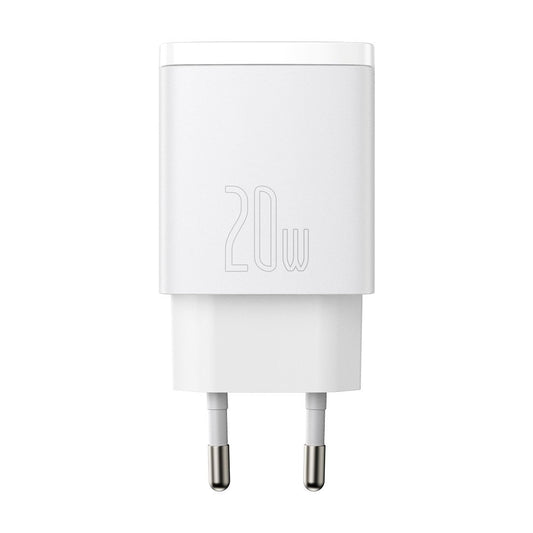 Kompaktní síťová nabíječka Baseus, 20W, 3A, 1 x USB-A - 1 x USB-C, bílá CCXJ-B02