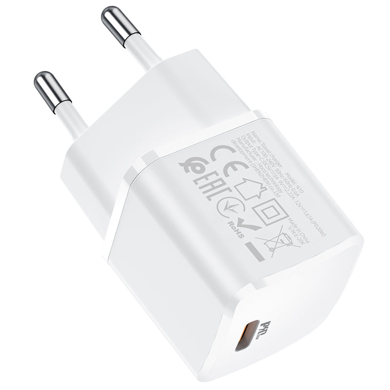 Síťová nabíječka HOCO N10, 20W, 3A, 1 x USB-C, bílá