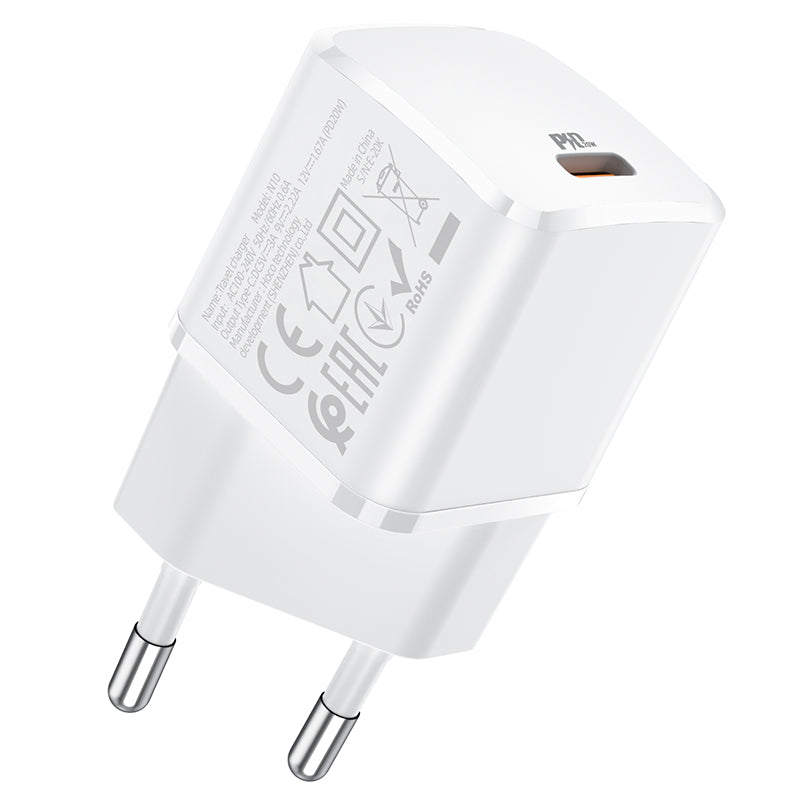 Síťová nabíječka HOCO N10, 20W, 3A, 1 x USB-C, bílá